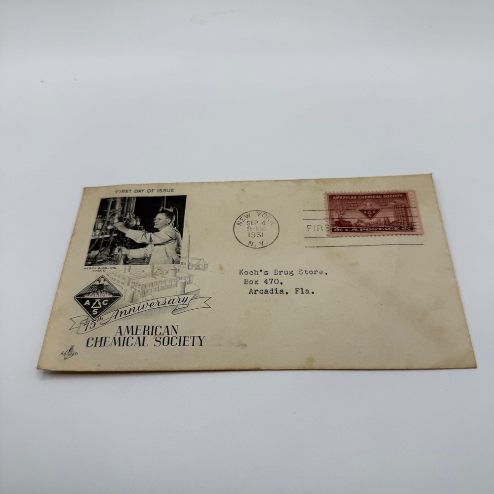 1951 American Chemical Society 75th Anniversary First Day Cover ArtCraft Cachet